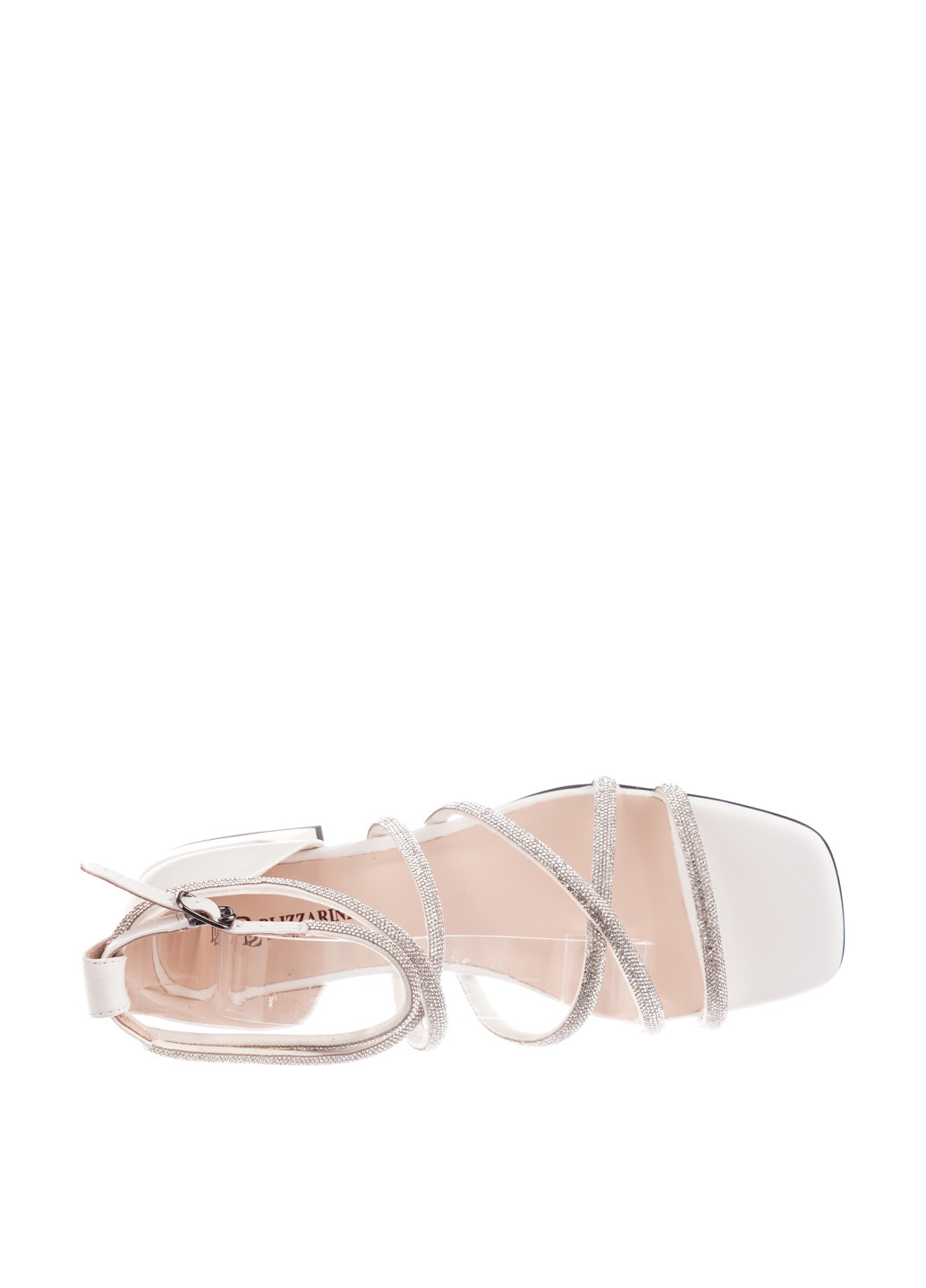 Белые босоножки Blizzarini с ремешком со стразами, плетение