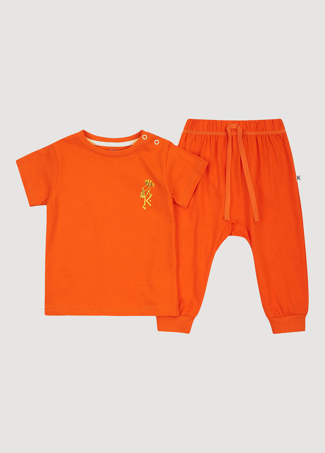 Помаранчевий літній комплект (футболка, штани) KRAKO