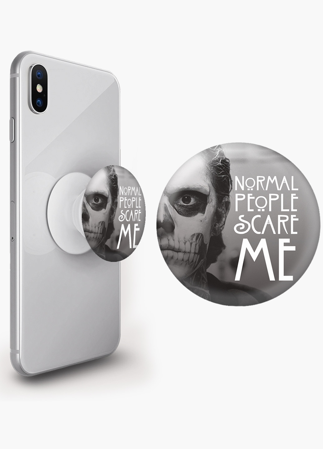 Попсокет (Popsockets) тримач для смартфону Американська історія жахів (American Horror Story) (8754-2700) Чорний MobiPrint (221548622)