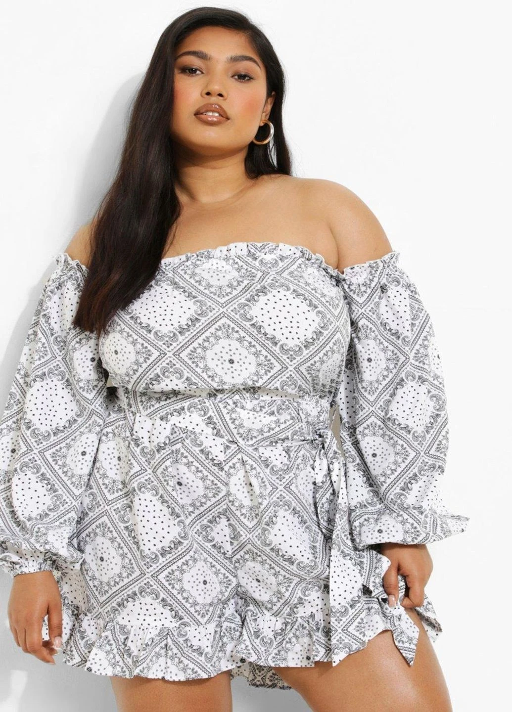 Комбінезон Boohoo орнамент білий кежуал