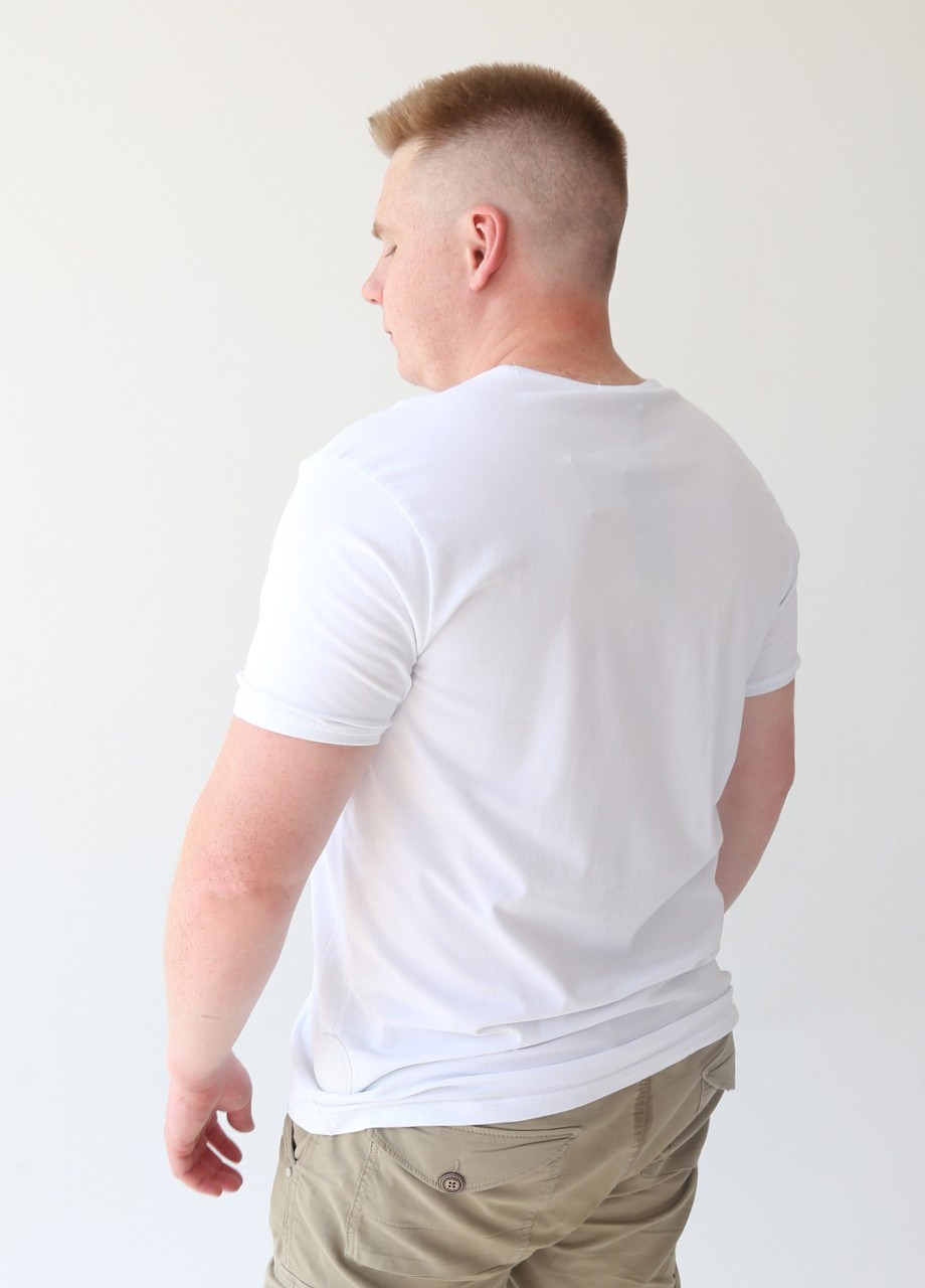Белая футболка мужская белая база большого размера с коротким рукавом Jean Piere Прямая