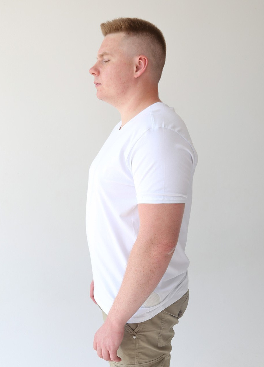 Белая футболка мужская белая база большого размера с коротким рукавом Jean Piere Прямая