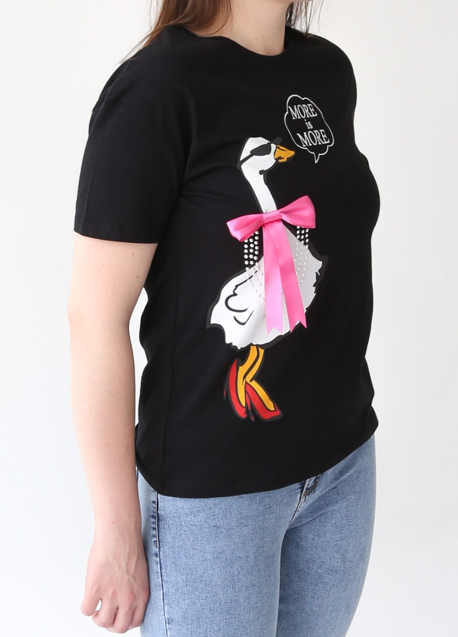 Черная всесезон футболка женская черная прямая с уткой с коротким рукавом X-trap Прямая