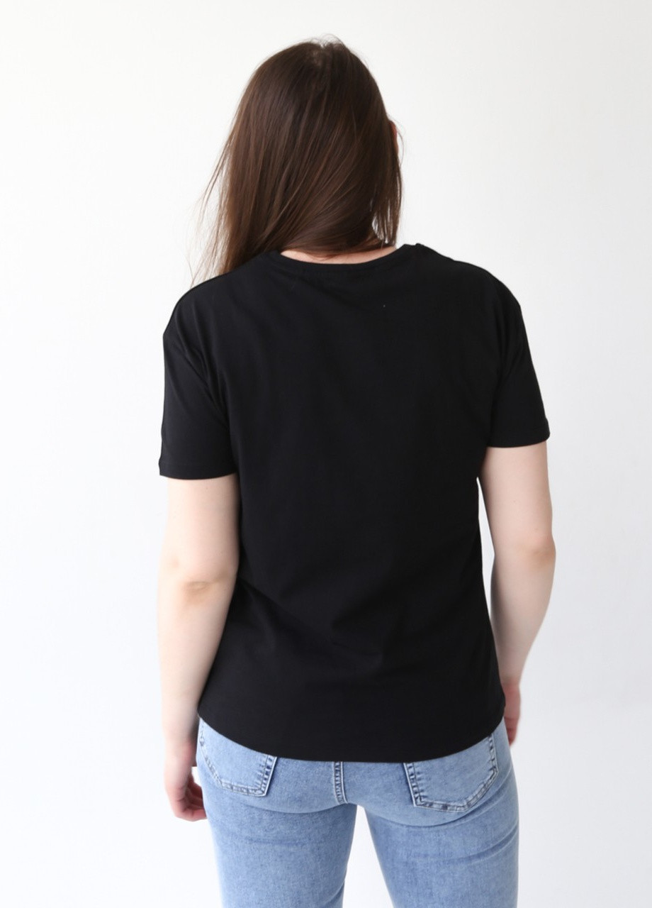 Черная всесезон футболка женская черная прямая с уткой с коротким рукавом X-trap Прямая