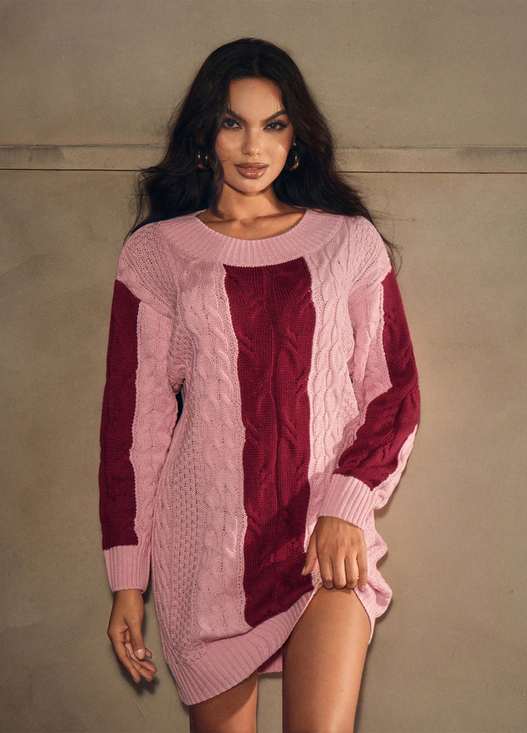 Рожева кежуал сукня сукня светр SHEIN однотонна