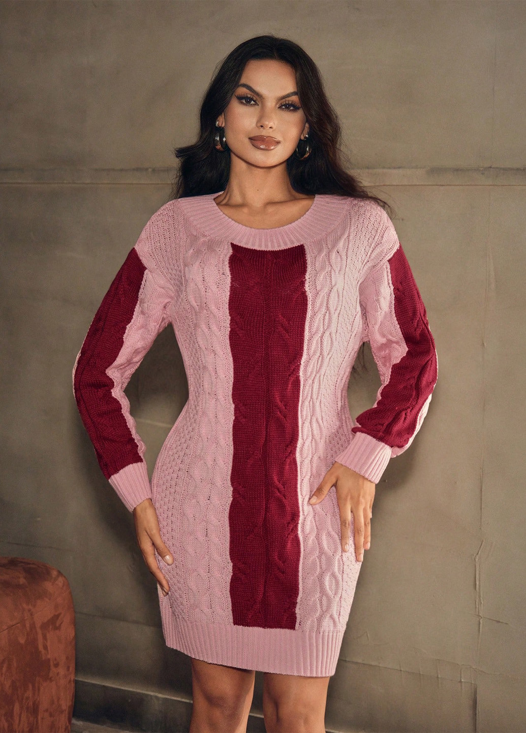 Рожева кежуал сукня сукня светр SHEIN однотонна