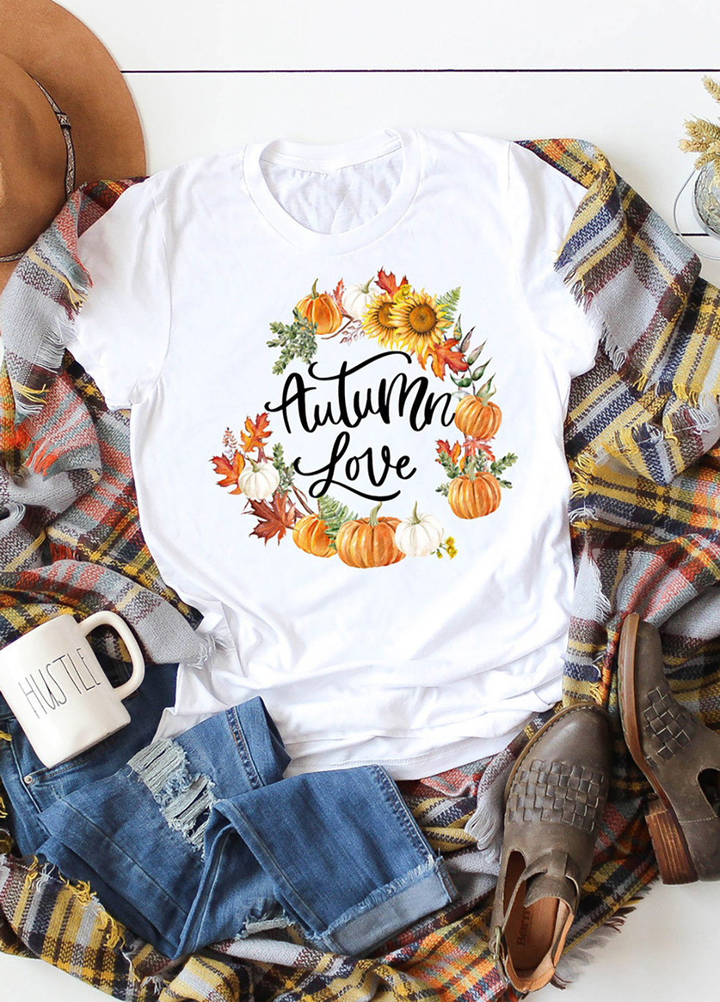 Біла демісезон футболка жіноча біла autumn love Love&Live