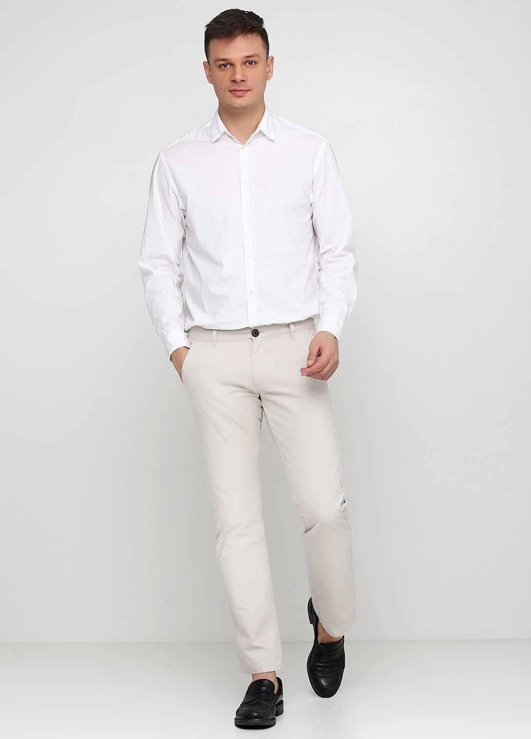 Светло-серые кэжуал демисезонные со средней талией брюки Selected Homme