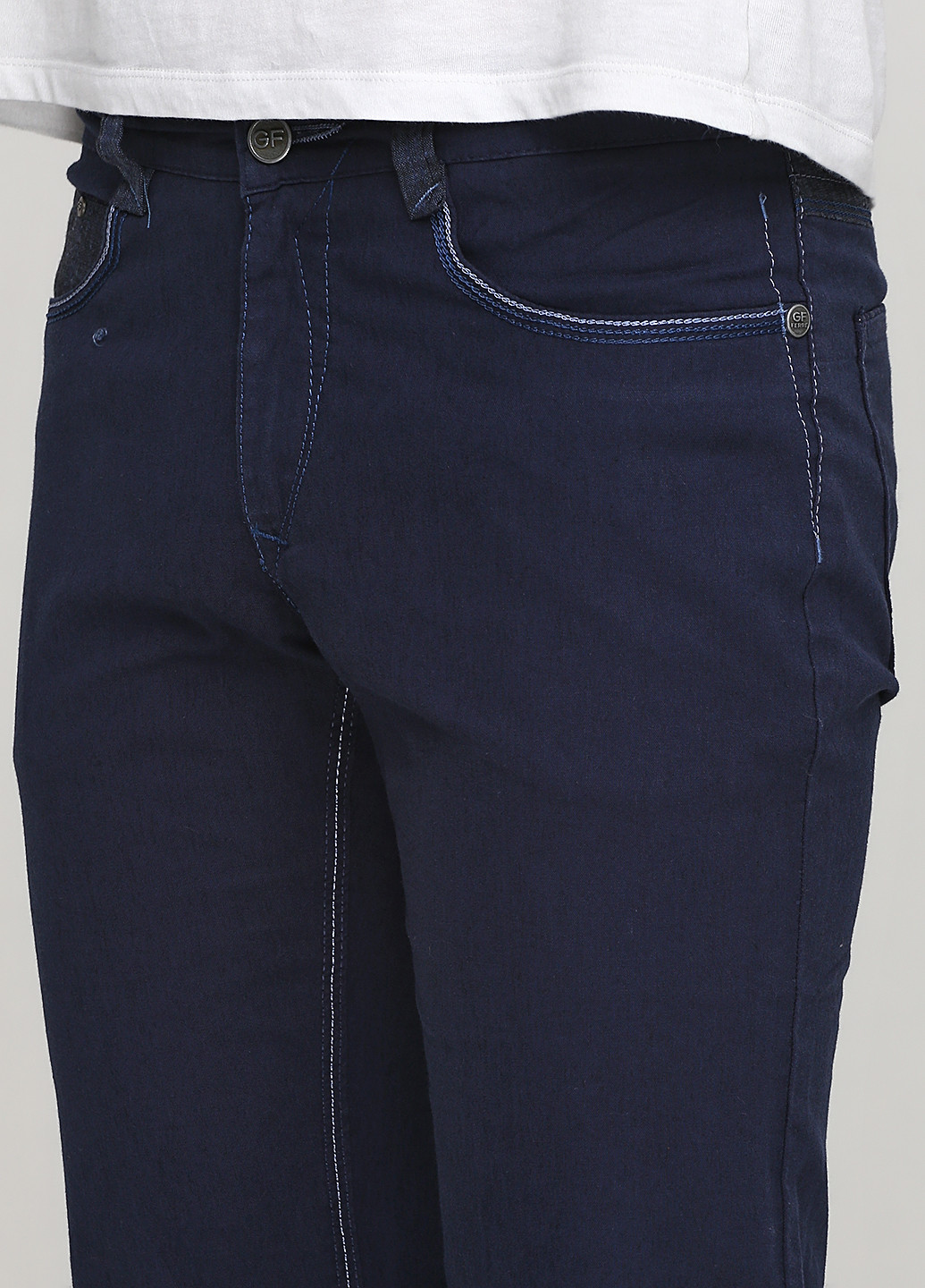 Темно-синие кэжуал демисезонные прямые брюки GF Ferre