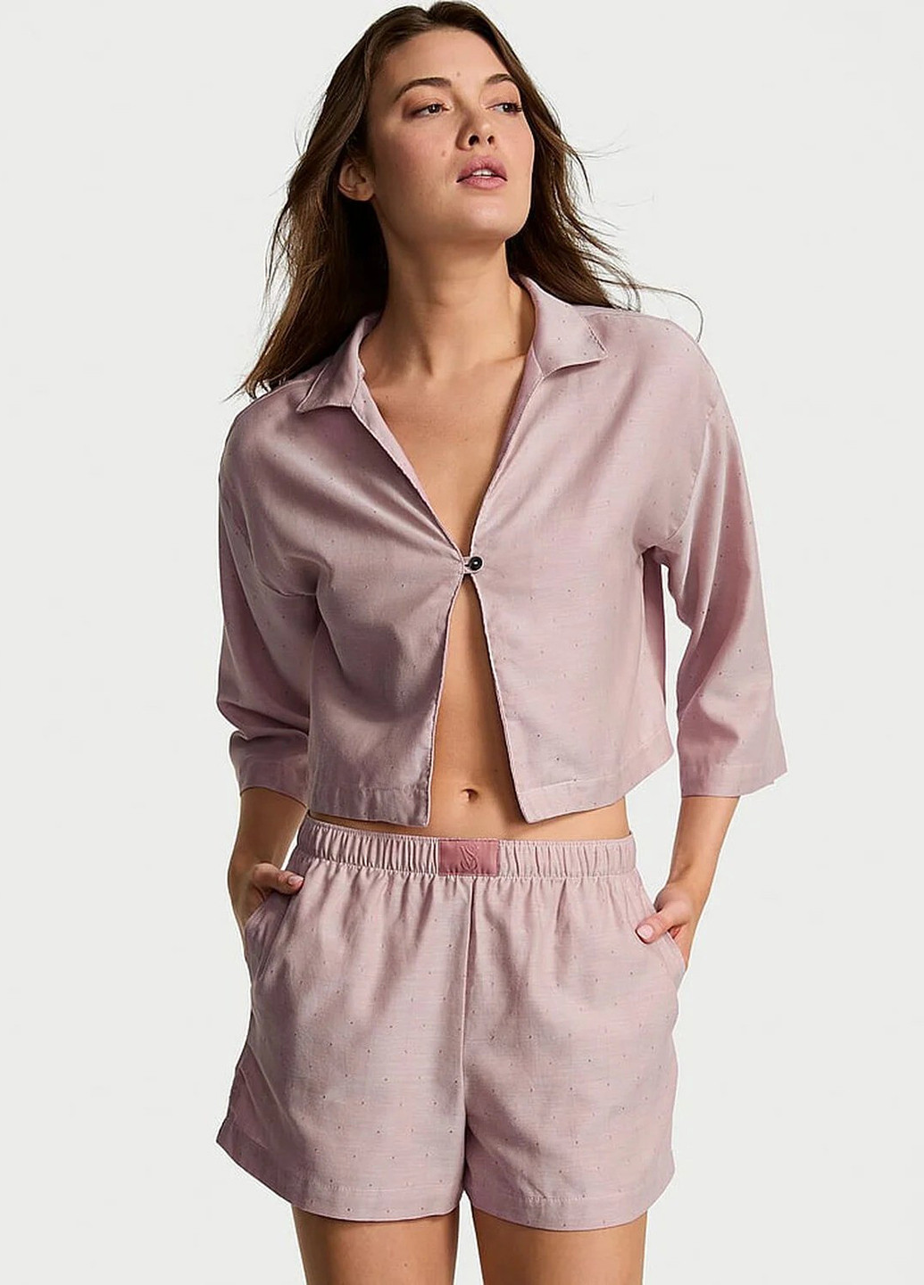 Рожево-лілова всесезон піжама (сорочка, шорти) сорочка + шорти Victoria's Secret