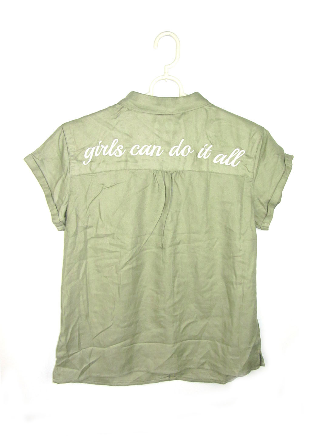 Оливковая (хаки) блузка с коротким рукавом H&M летняя