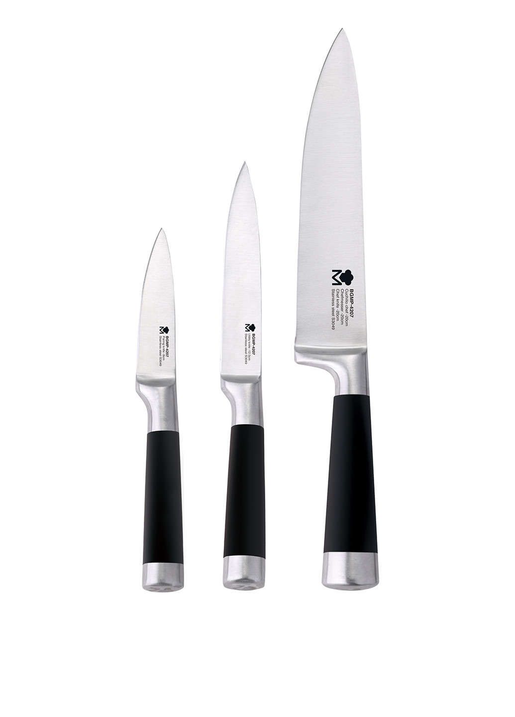 Набор ножей (3 пр.) Bergner чорний, нержавіюча сталь