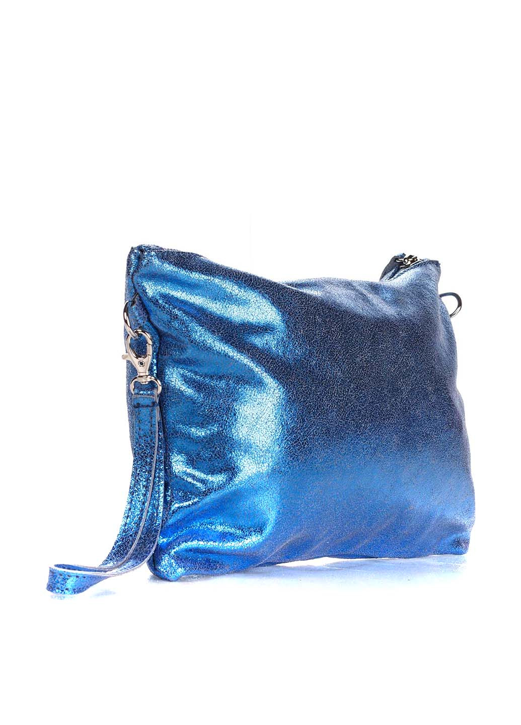 Клатч Genuine Leather однотонный синий кэжуал
