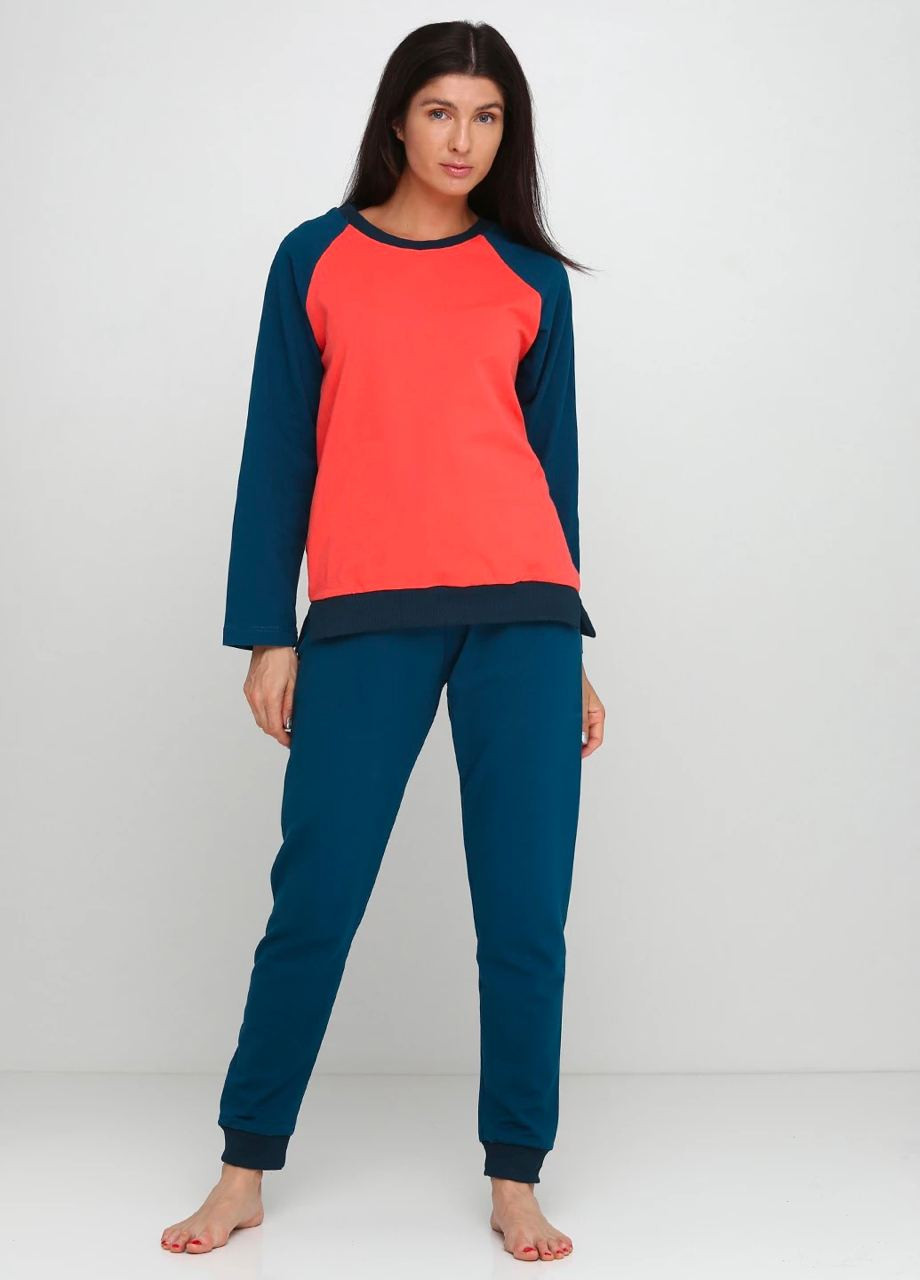 Темно-бирюзовая всесезон піжама (світшот, брюки) реглан + брюки Radda