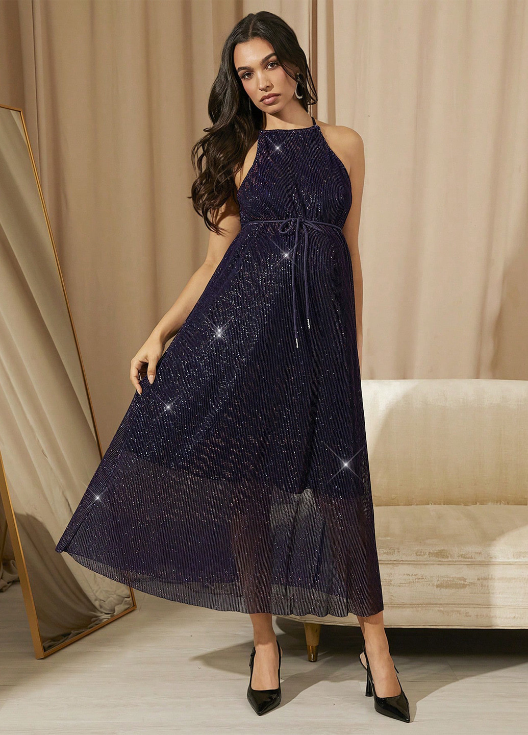 Індиго святковий сукня для вагітних а-силует SHEIN однотонна