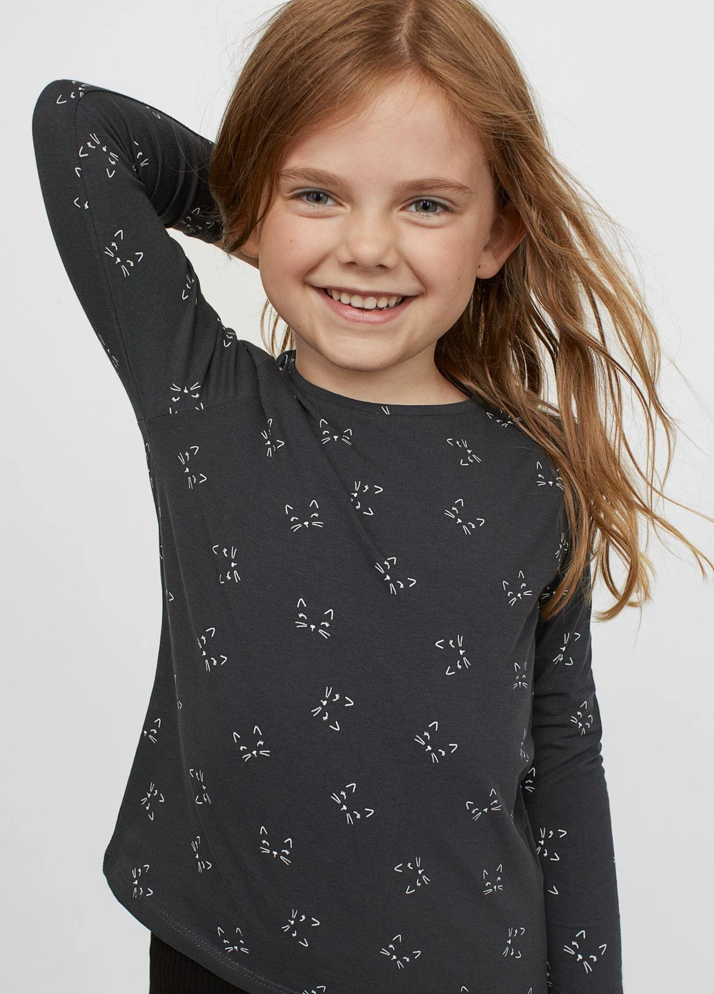 Лонгслів,темно-сірий в візерунки, H&M (256192690)