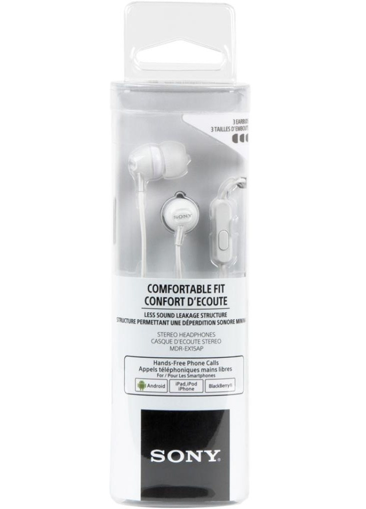 Наушники MDR-EX15AP White (MDREX15APW.CE7) Sony (207376595)