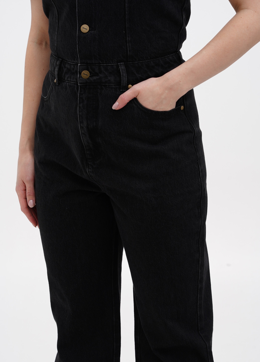 Комбінезон Afends комбінезон-брюки однотонний темно-сірий джинсовий, кежуал бавовна