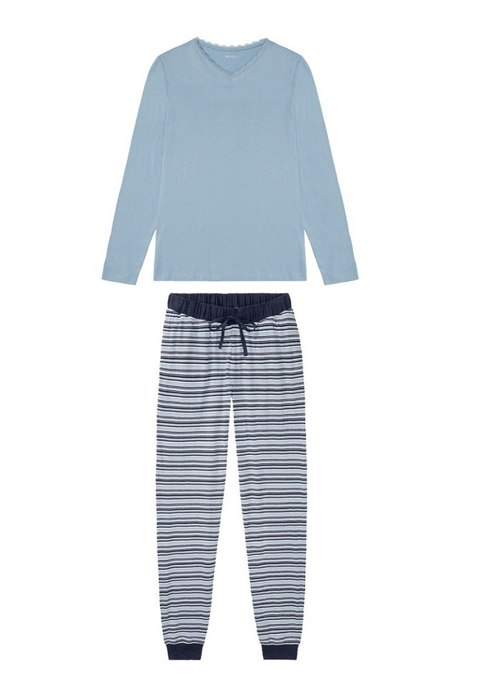 Голубая всесезон женская пижама лонгслив + брюки Esmara