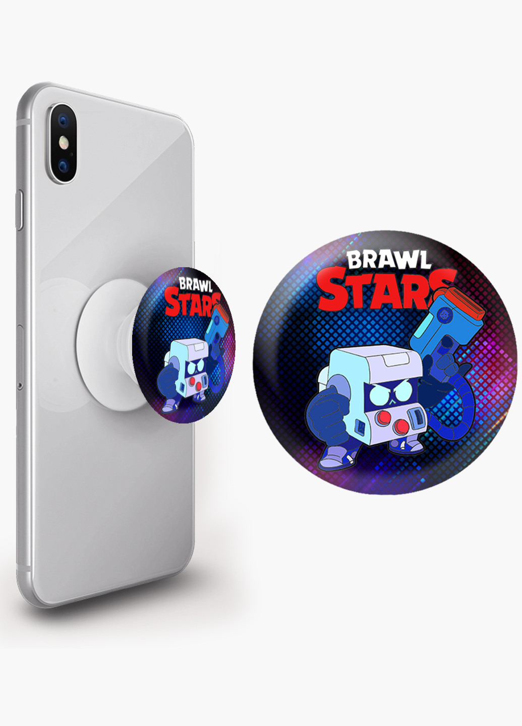 Попсокет (Popsockets) тримач для смартфону 8 біт Бравл Старс (8-bit Brawl Stars) (8754-1002) Чорний MobiPrint (216748322)