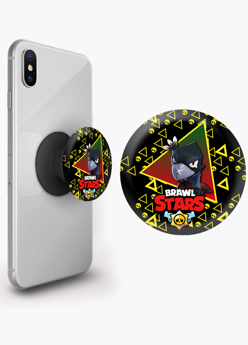 Попсокет (Popsockets) держатель для смартфона Ворон Бравл Старс (Crow Brawl Stars) (8754-1025) Черный MobiPrint (216748578)