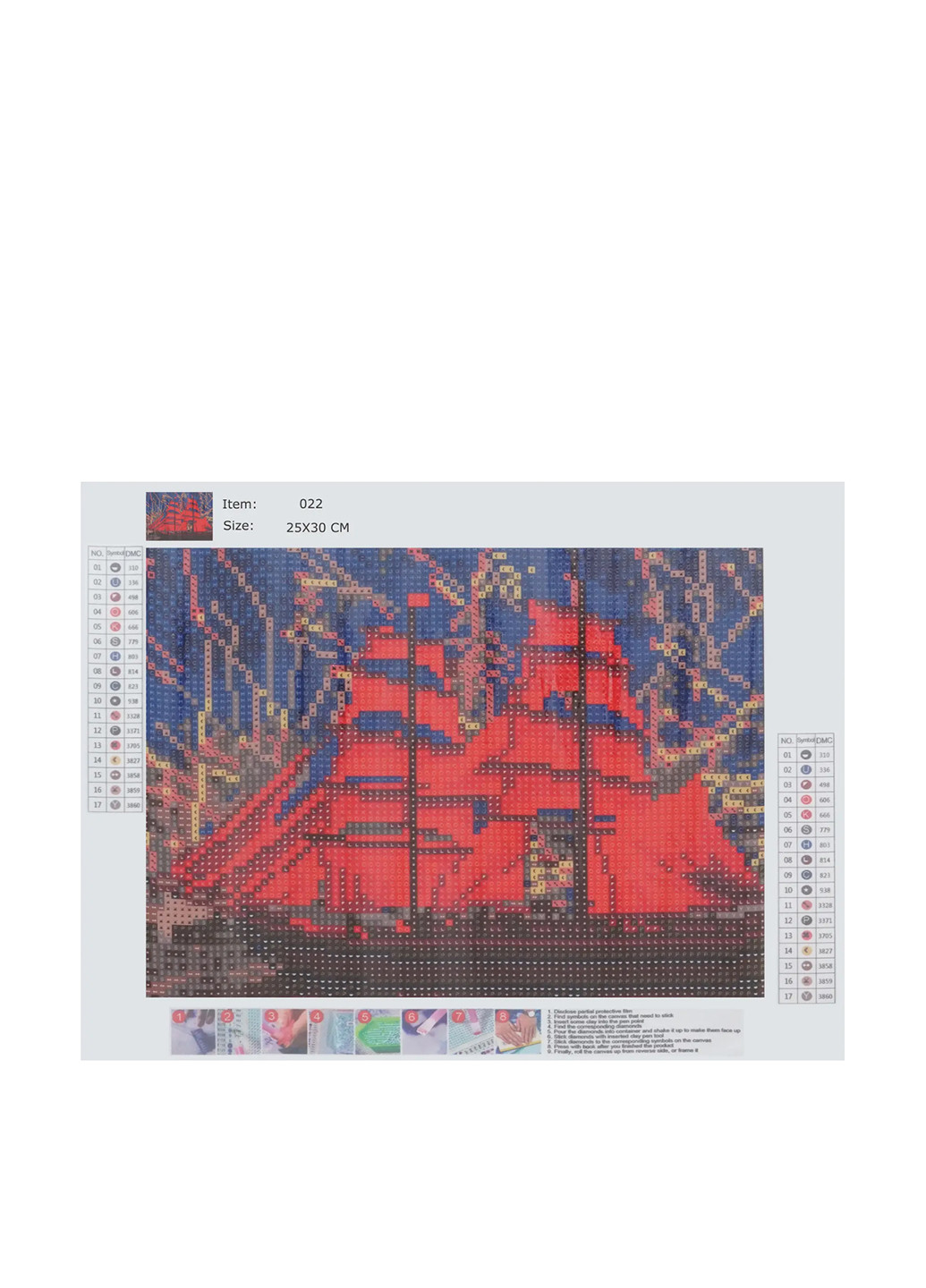 Картина из самоцветов Корабль с красными парусами, 25х30 см TV-magazin (257286663)