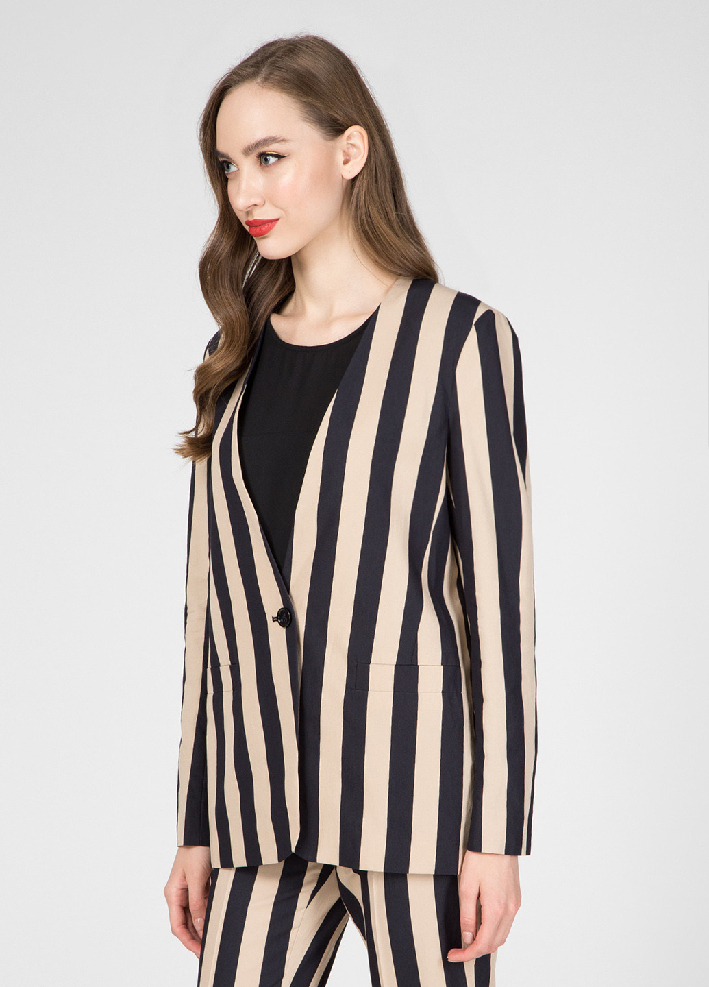 Бежевый женский жакет Trussardi Jeans полосатый - демисезонный