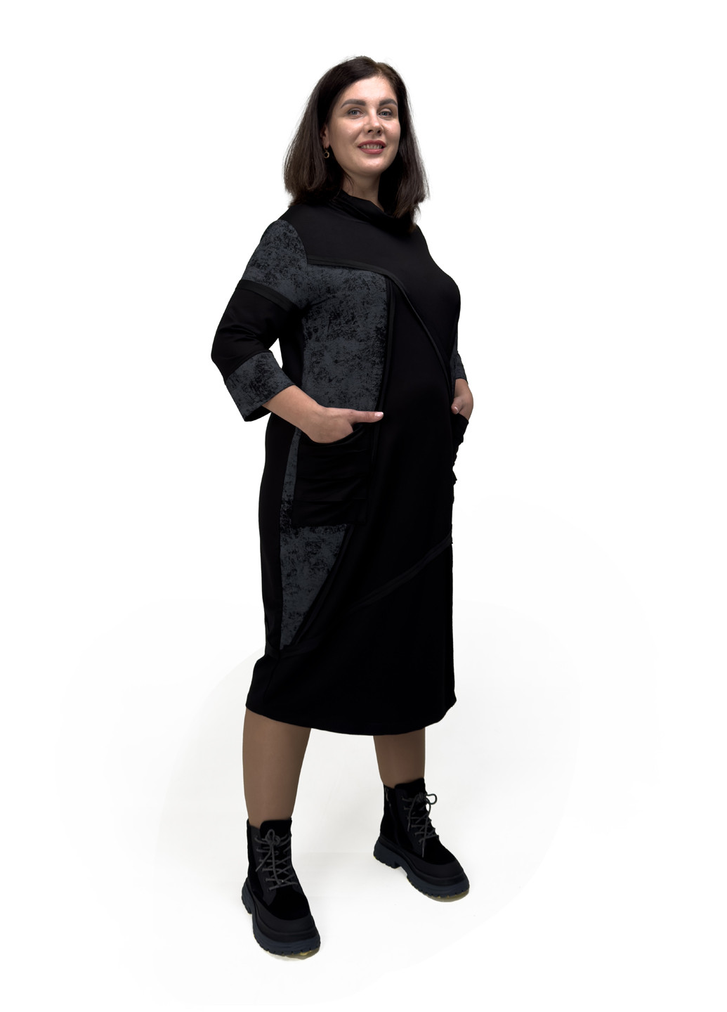 Черное кэжуал платье футляр Hookk Design однотонное