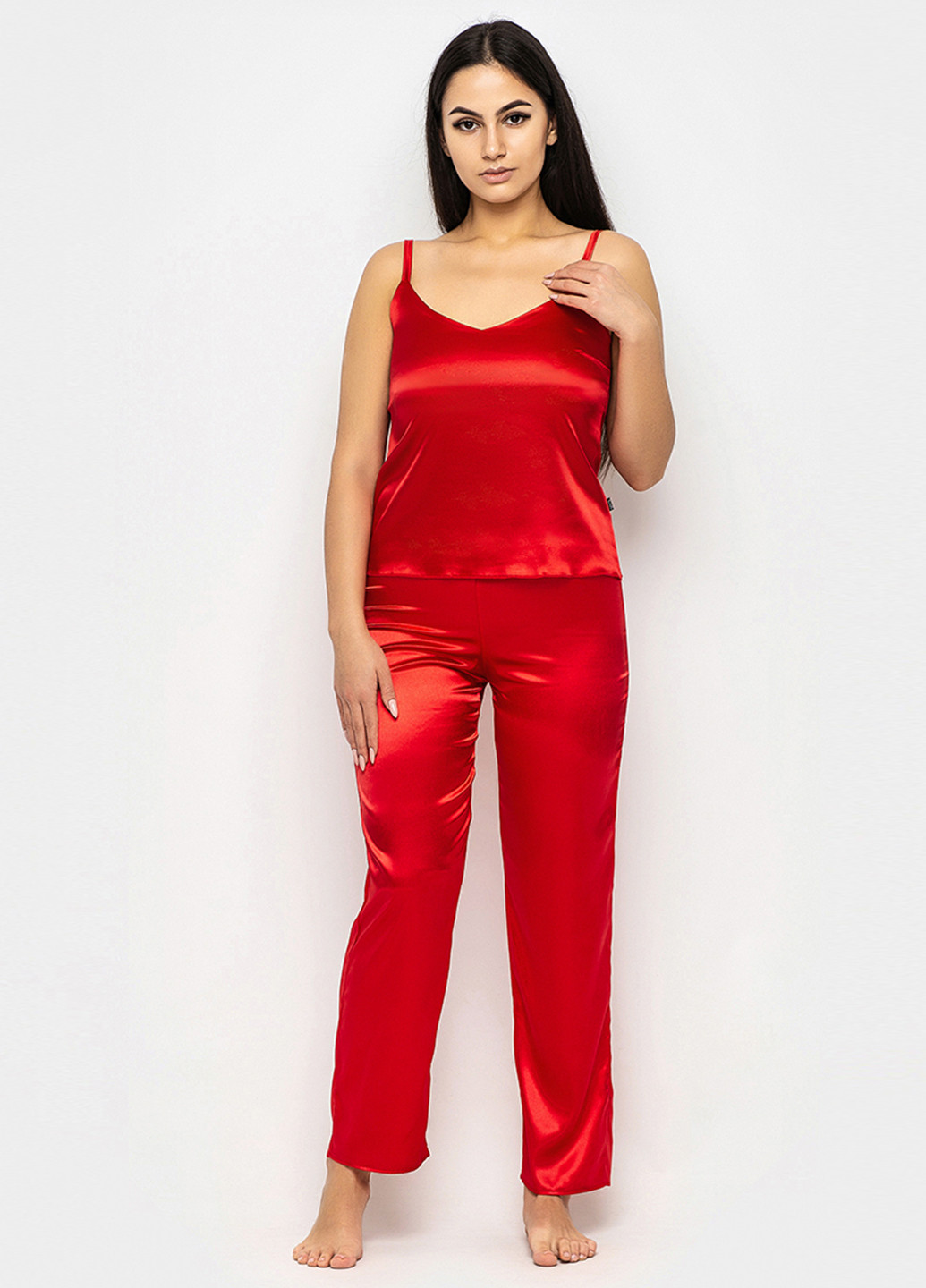 Красная всесезон пижама (топ, брюки) майка + брюки Ghazel