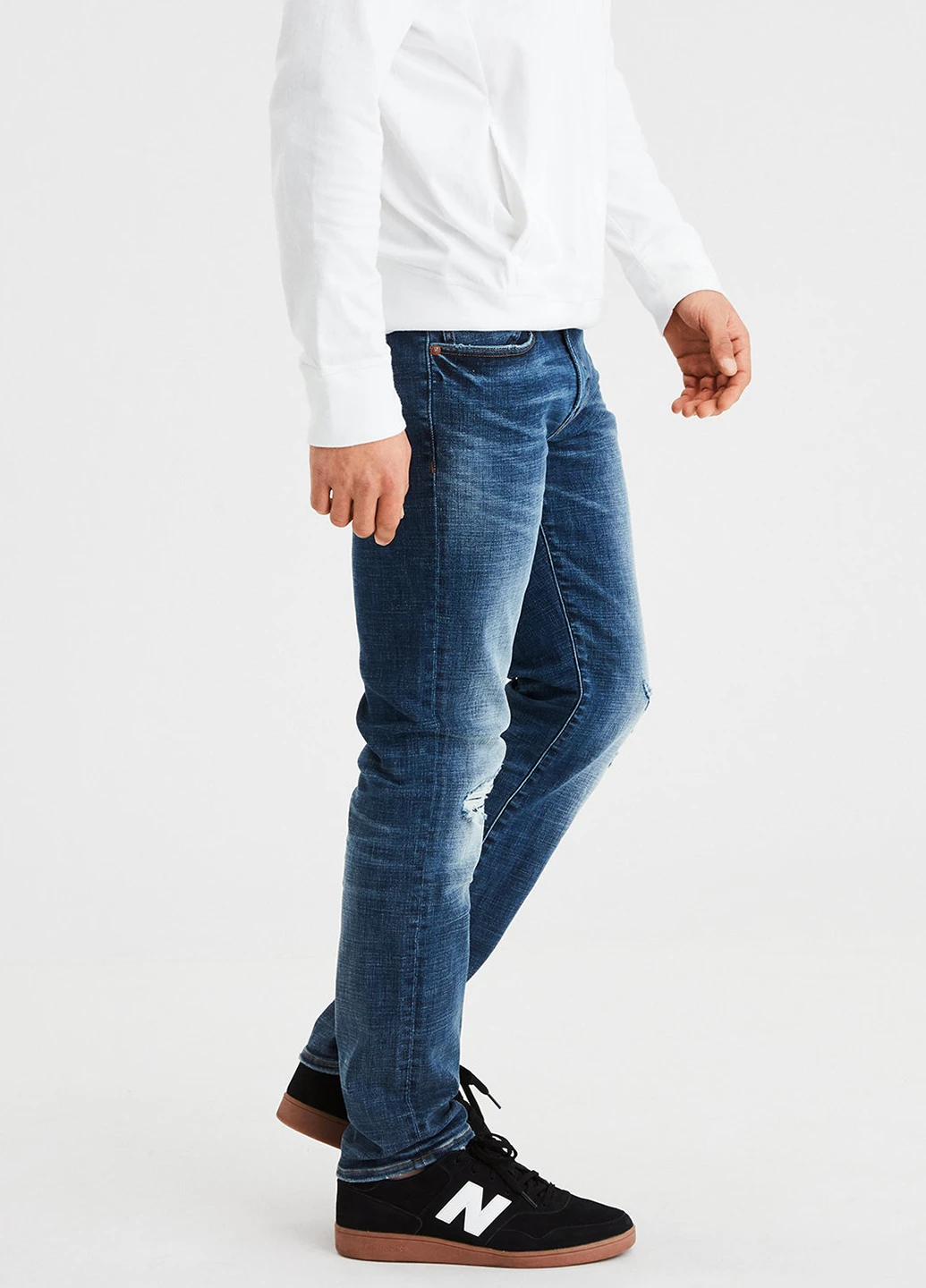 Синие демисезонные прямые джинсы American Eagle