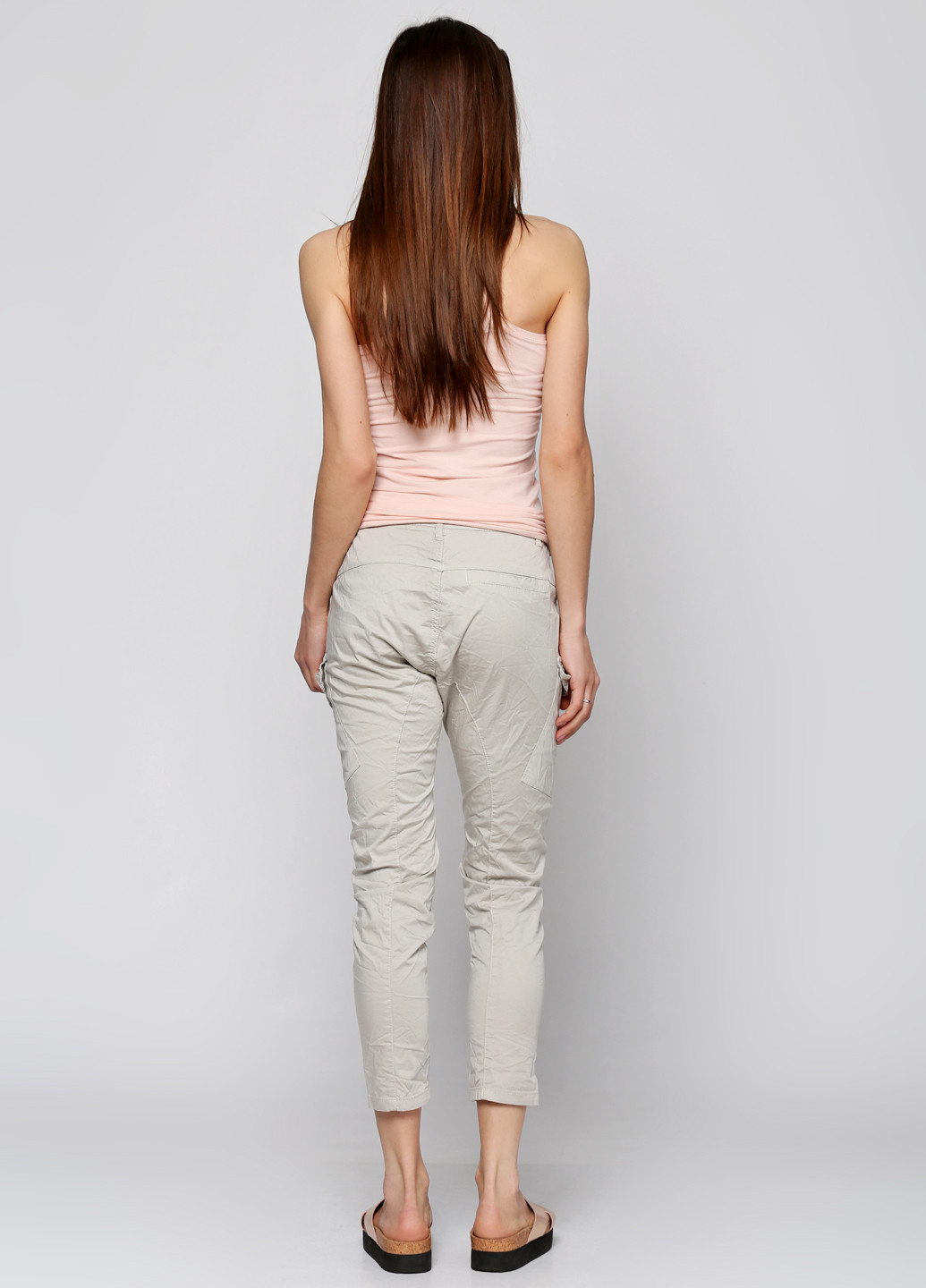 Светло-серые кэжуал демисезонные прямые брюки Rinascimento