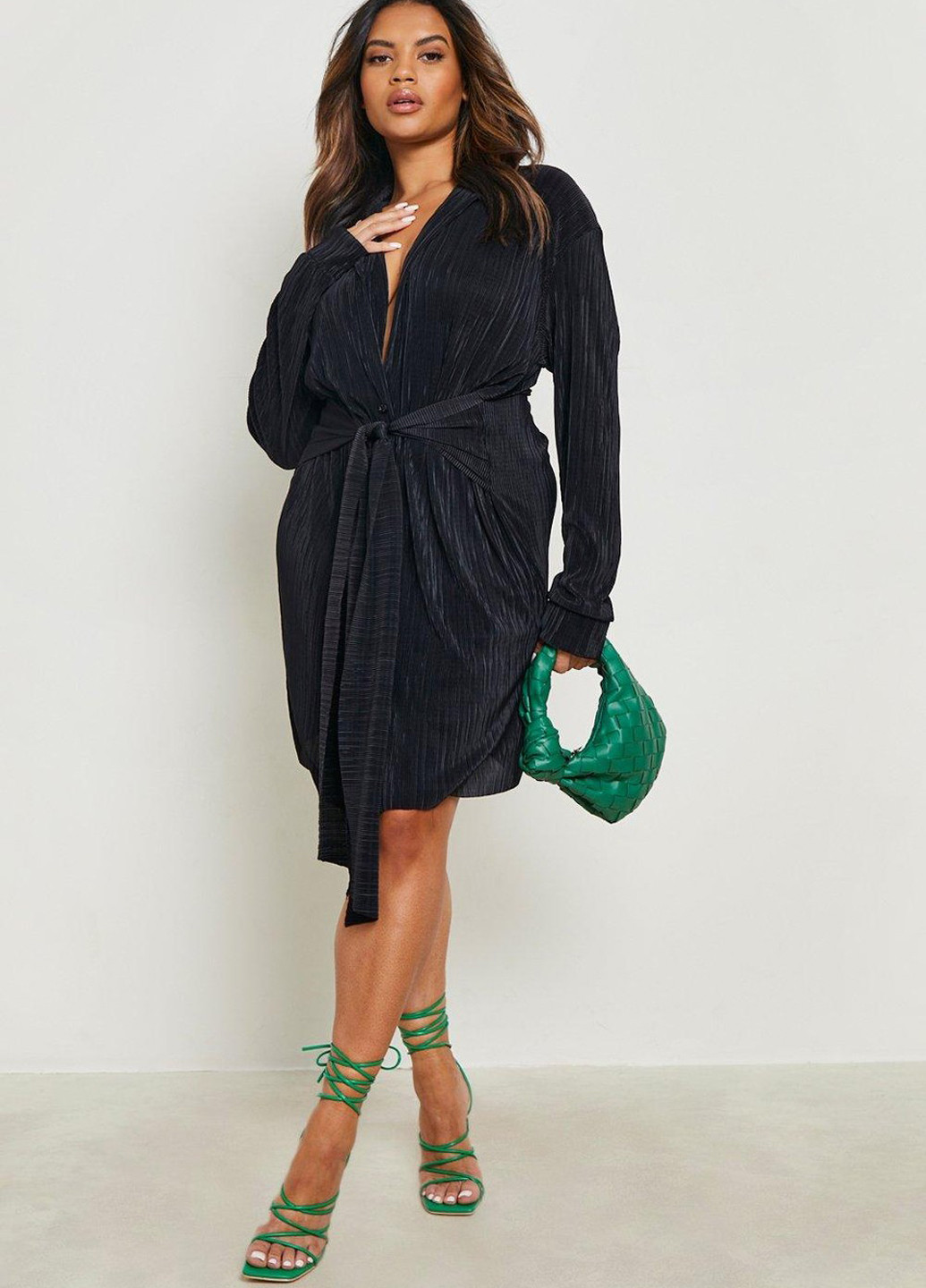 Черное кэжуал платье рубашка Boohoo однотонное