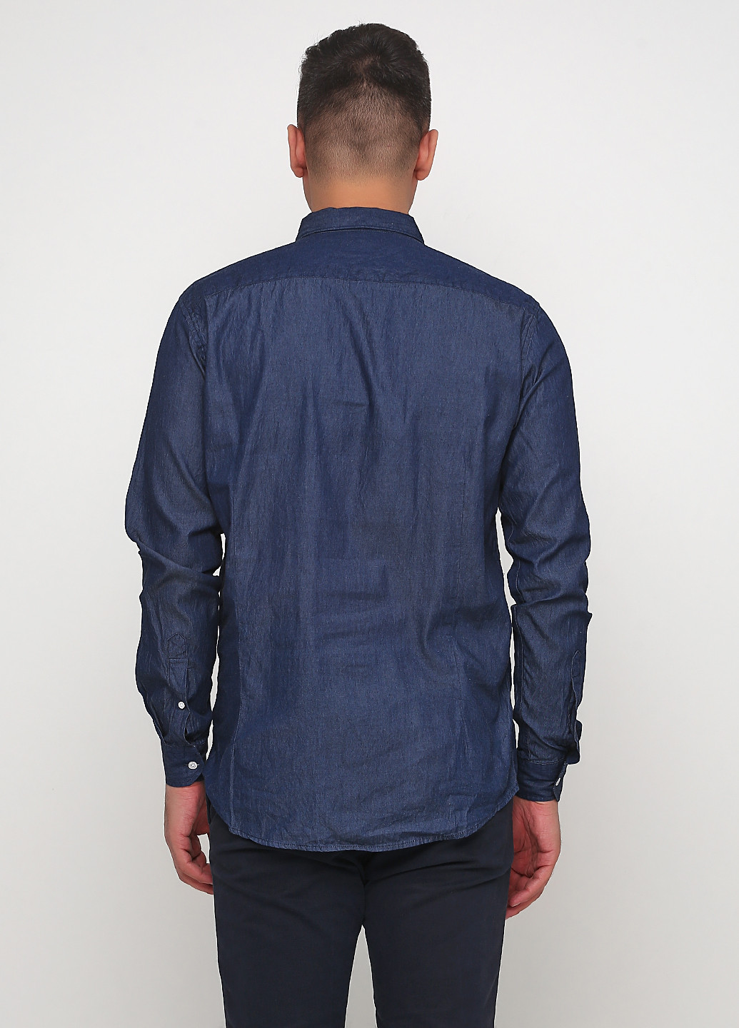 Темно-синяя кэжуал рубашка меланж Project с длинным рукавом