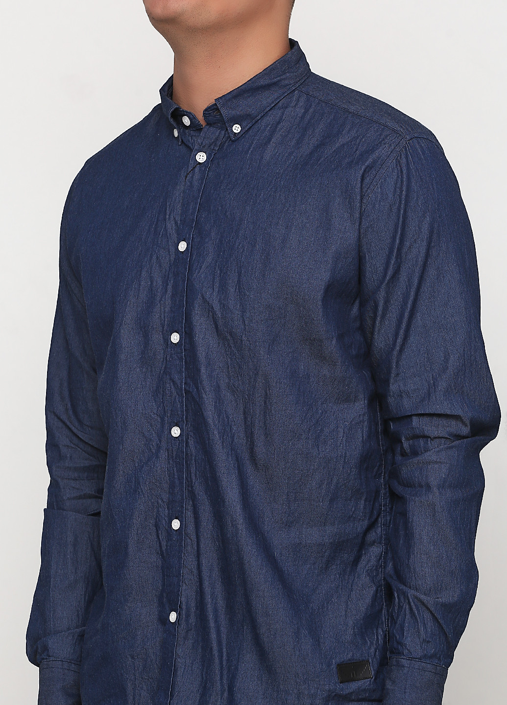 Темно-синяя кэжуал рубашка меланж Project с длинным рукавом