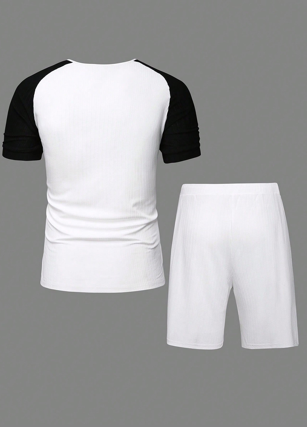 Чорно-білий літній костюм (футболка, шорти) з шортами SHEIN