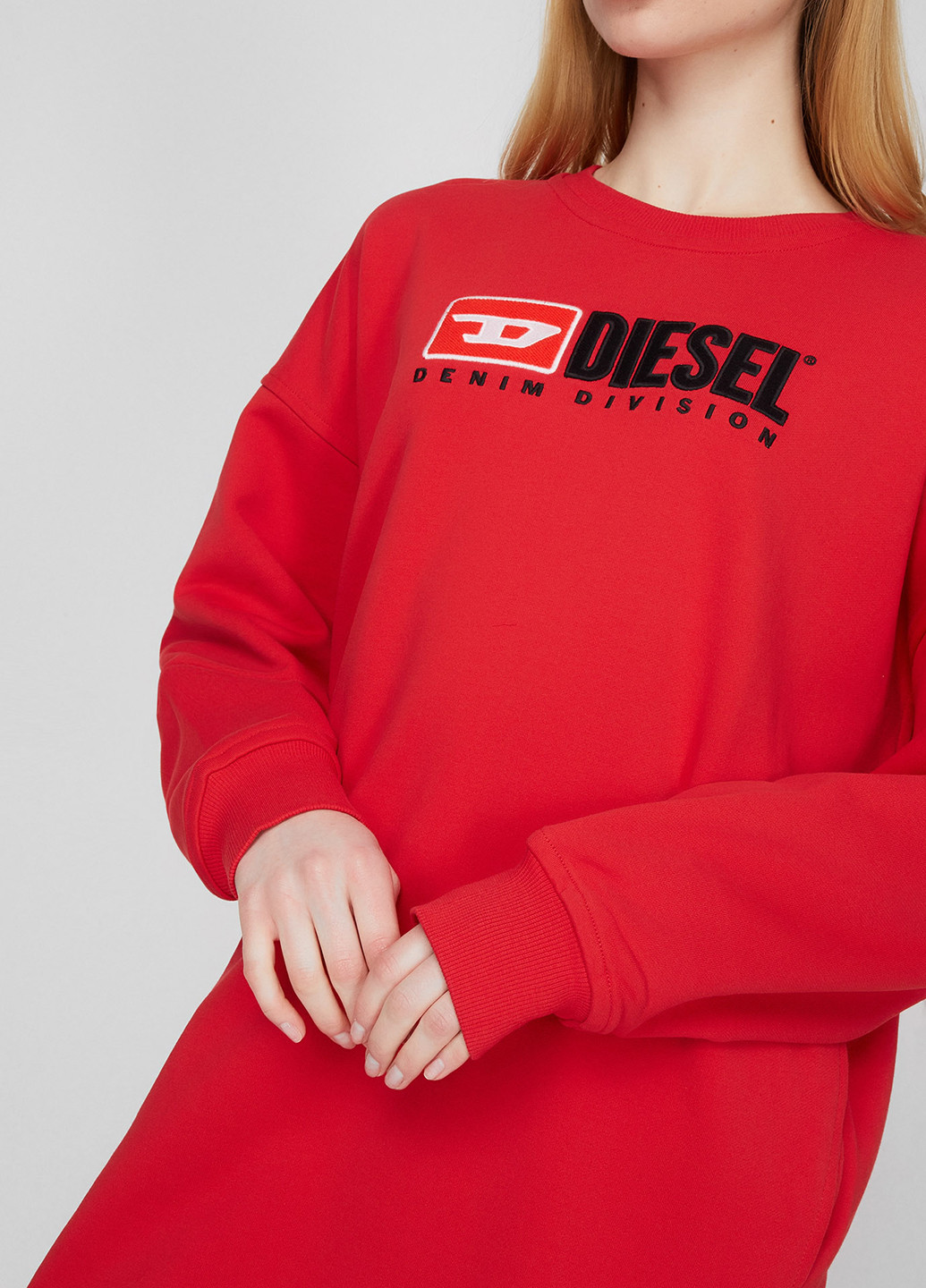 Красное кэжуал платье платье-свитшот Diesel однотонное