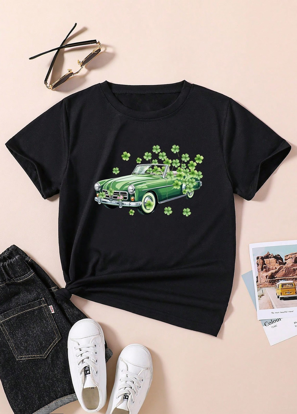 Чорна літня футболка SHEIN