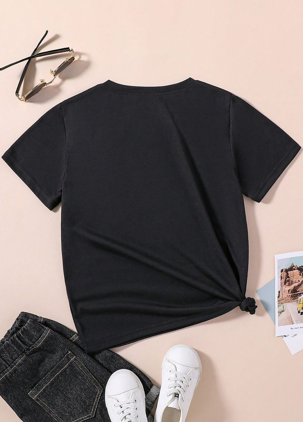 Чорна літня футболка SHEIN