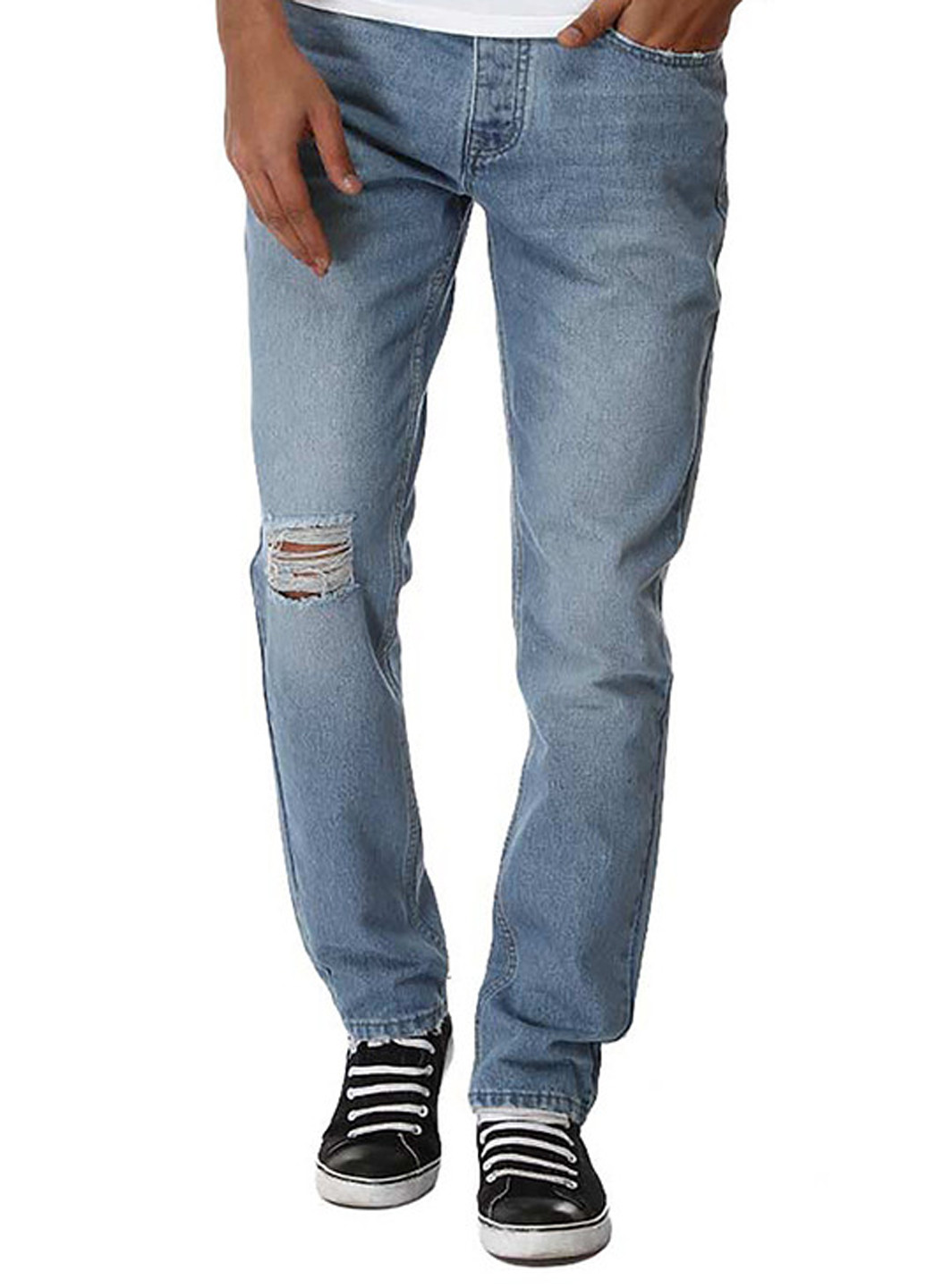 Голубые демисезонные со средней талией джинсы Яavin