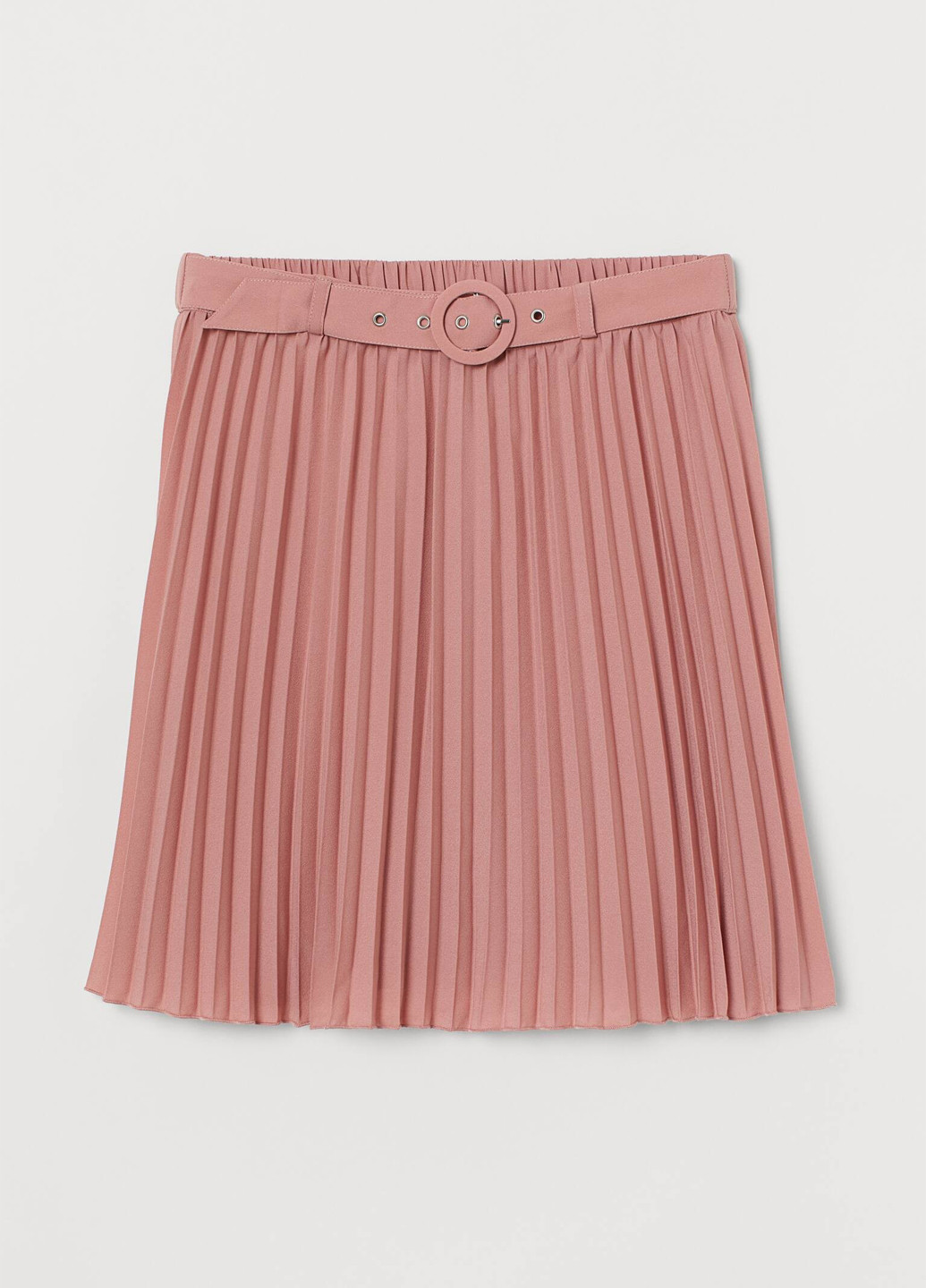 Светло-розовая кэжуал однотонная юбка H&M плиссе