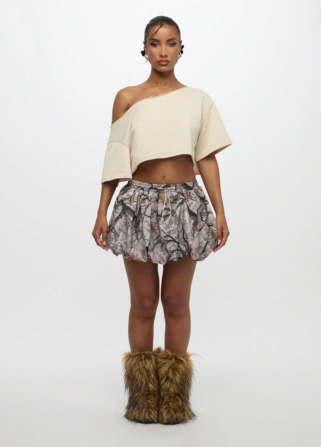 Разноцветная коктейльный, кэжуал с рисунком юбка SHEIN баллон