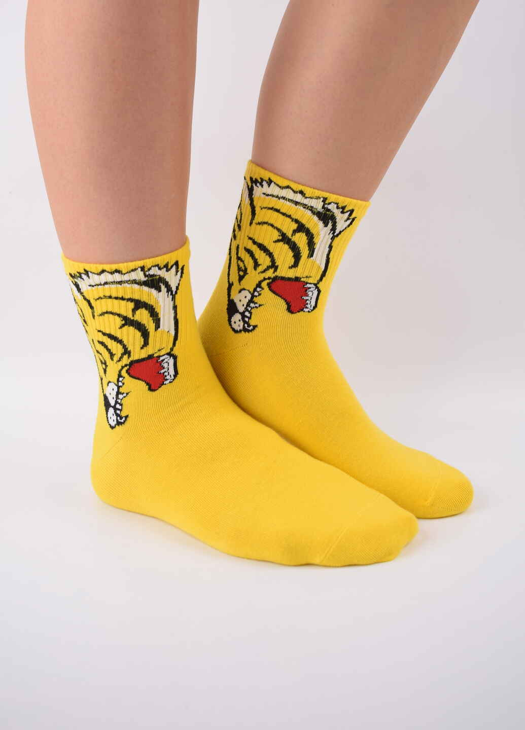 Демісезонні шкарпетки з вишивкою тигра. Корона абстрактні комбіновані повсякденні