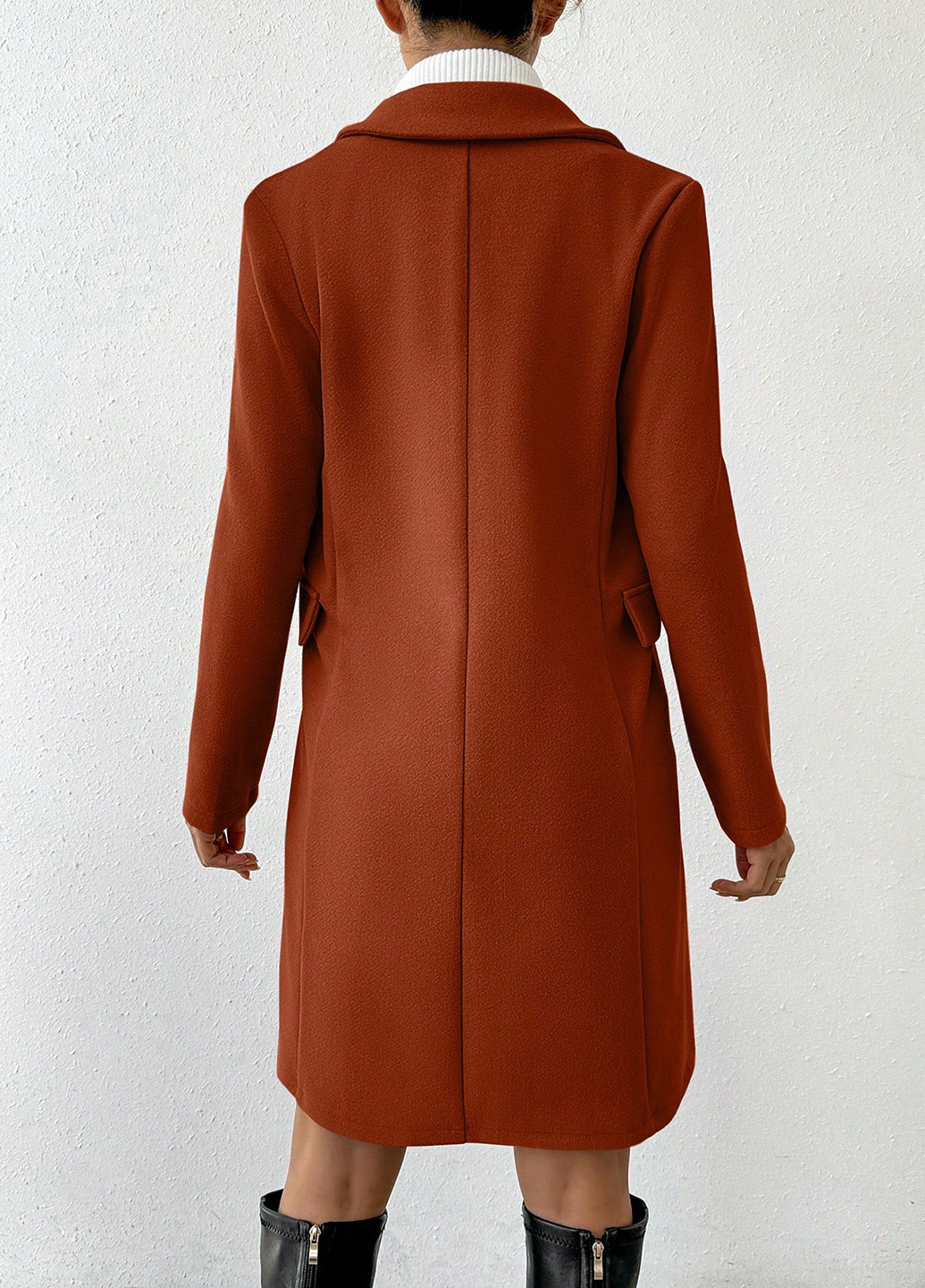 Рожево-коричневе демісезонне Пальто двобортне SHEIN