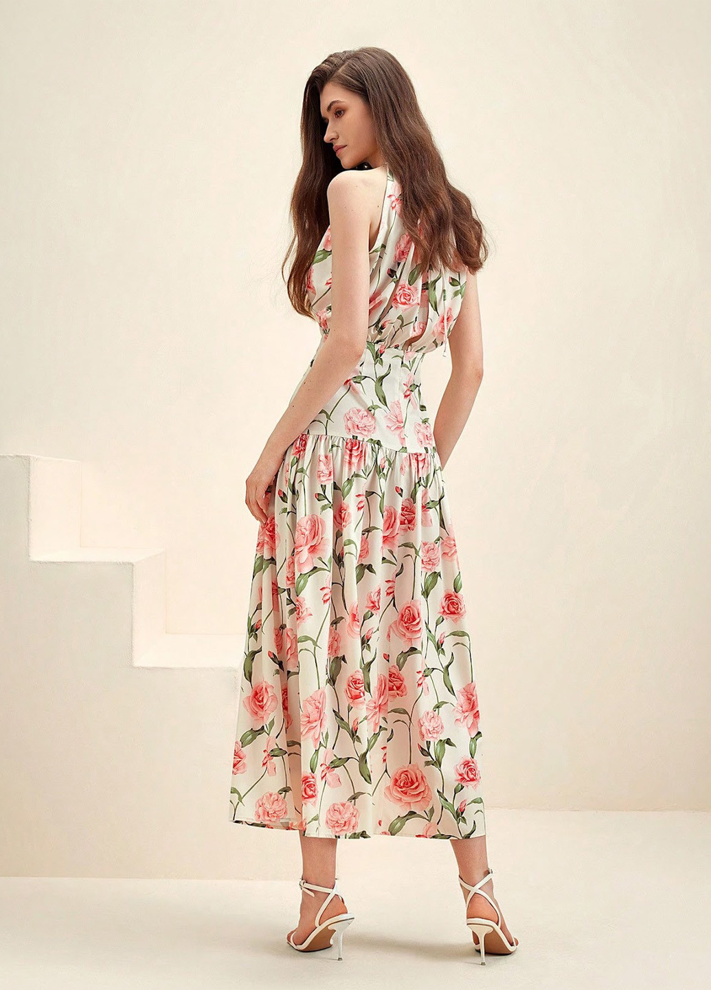 Молочна кежуал сукня а-силует SHEIN з квітковим принтом