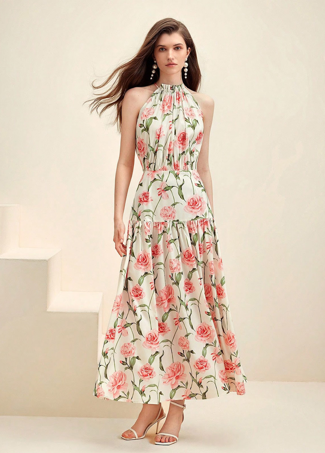 Молочна кежуал сукня а-силует SHEIN з квітковим принтом