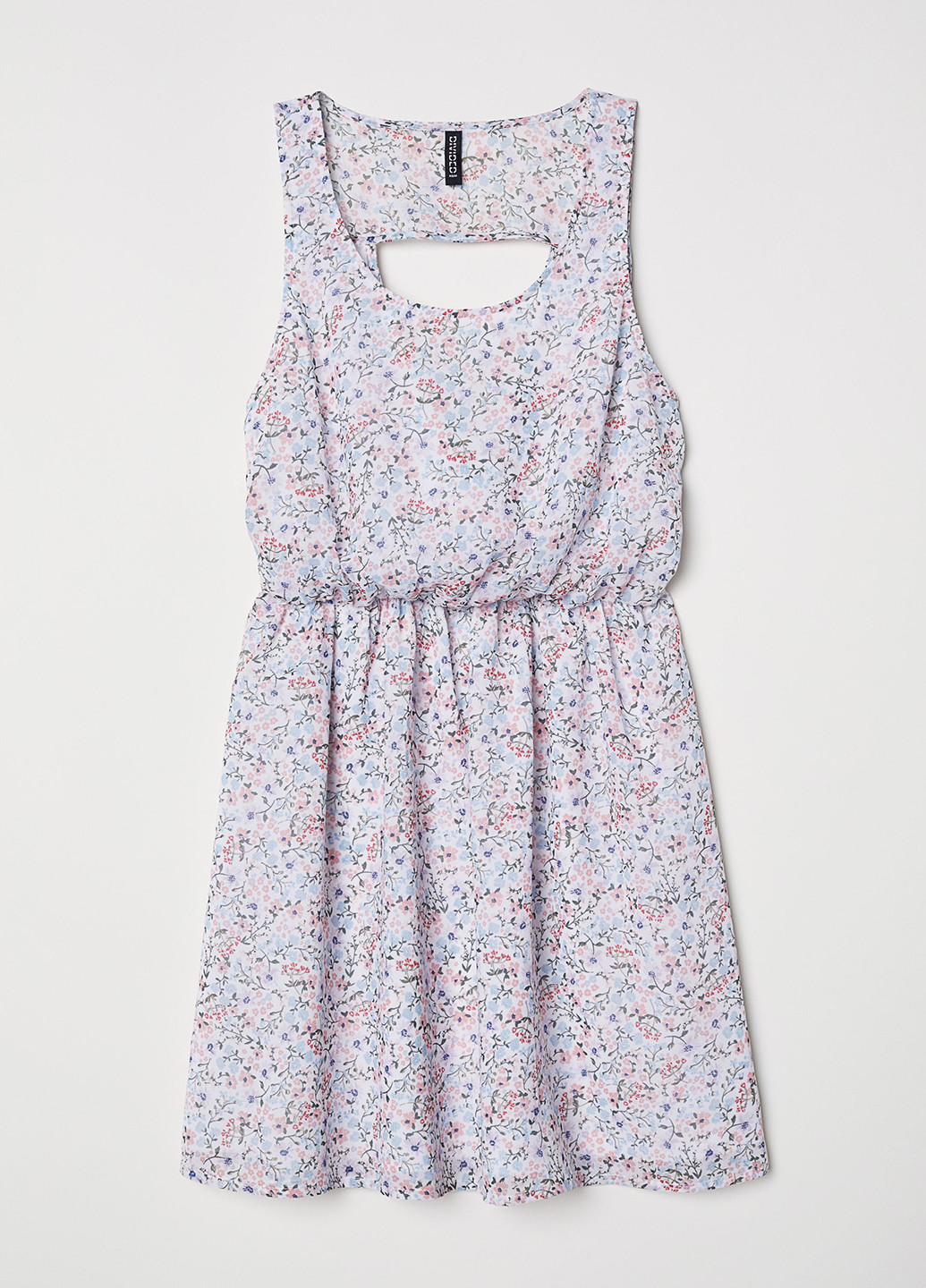 Светло-голубое кэжуал платье клеш H&M с цветочным принтом