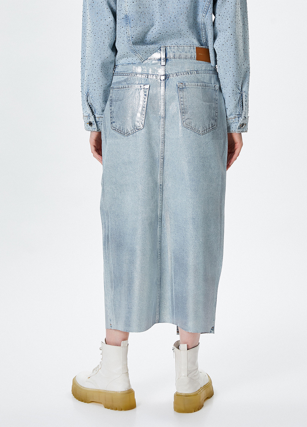 Голубая кэжуал, джинсовая однотонная юбка KOTON