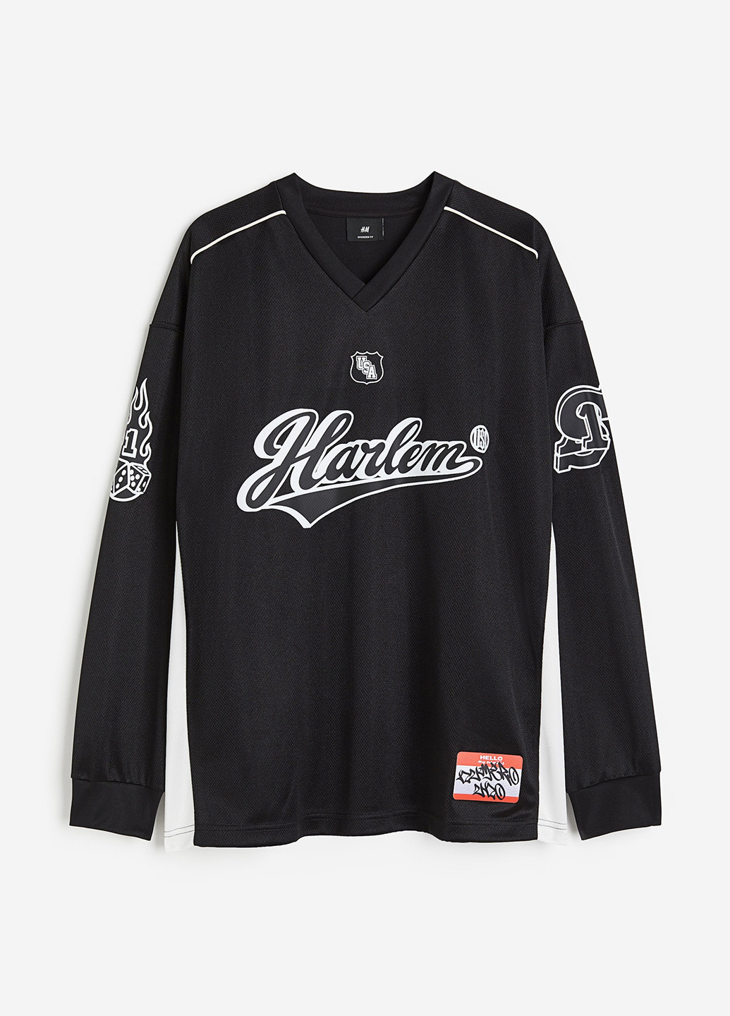 Черный демисезонный спортивный лонгслив H&M с надписями