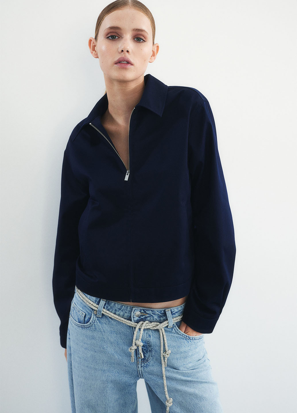 Темно-синя демісезонна куртка куртка-піджак H&M