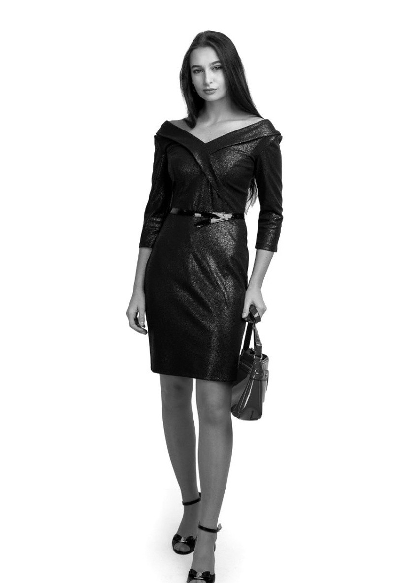 Черное вечернее платье с открытой спиной, футляр FashionYouWant однотонное